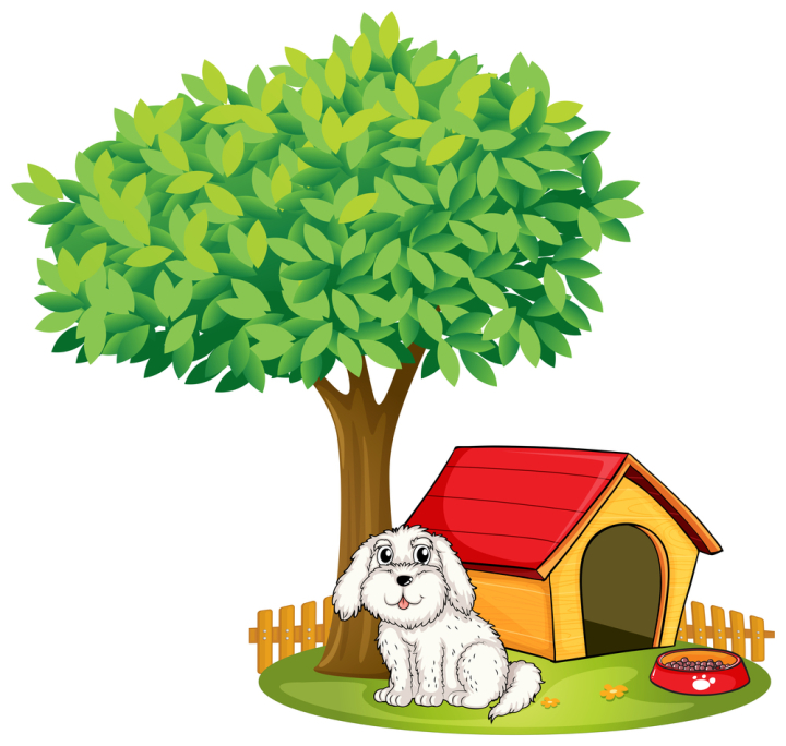 tree trunk black and white clipart dog