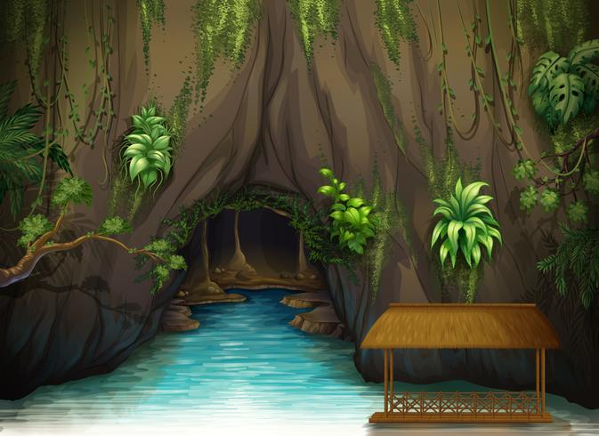 illustration,graphic,drawing,cartoon,colorful,cave,tree,roots,plant,green,greenery,lawn,grass,leaf,leaves,jungle,forest,land,branch,water,blue,wave,flow,flowing,steam,beauty,beautiful,peaceful,countryside,scene