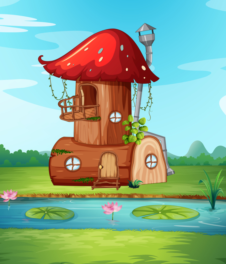 Free: Mushroom wooden house in nature 