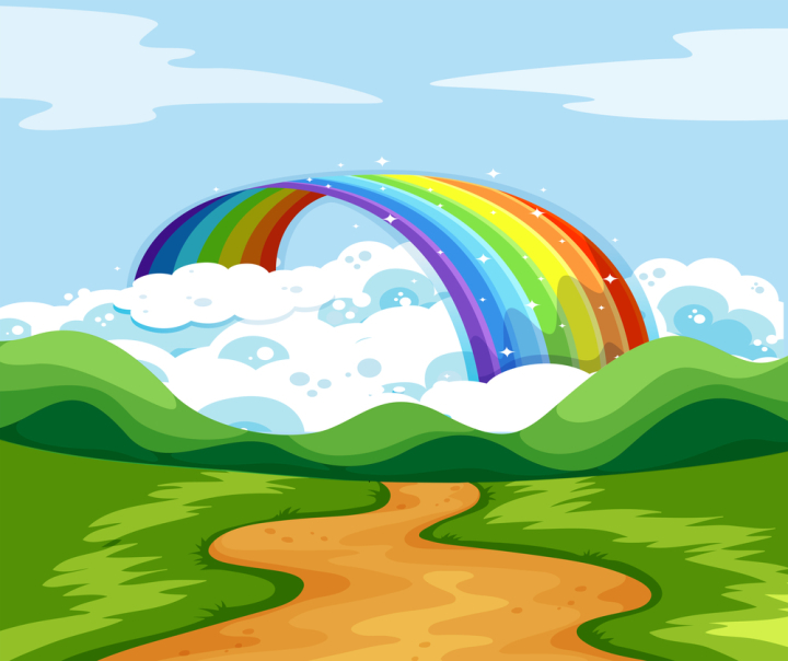 Nature Scene With Rainbow At The End Of The Road Nohat Free For Designer