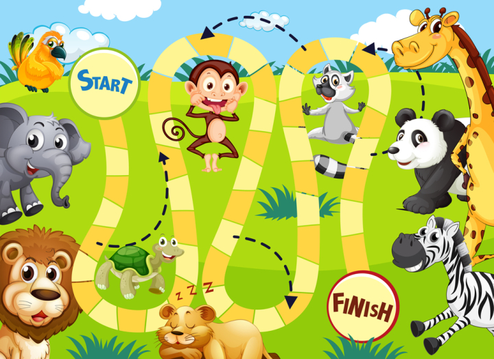 template,game,vector,board,illustration,design,graphic,background,play,symbol,icon,concept,sign,element,banner,cartoon,path,way,jungle,forest,tree,plant,wood,animal,wild,wildlife,monkey,bird,elephant,lion