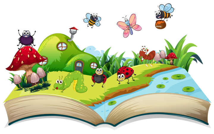 Open Book Clipart Hd PNG, Open Book Illustration, Insects, Learning, Leaves  PNG Image For Free Download