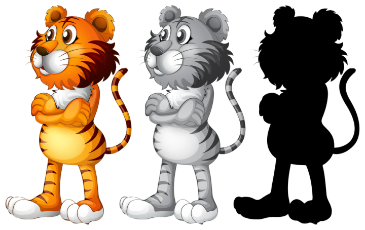 colour,grey,silhouette,set,collection,tiger,character,illustration,vector,animal,cartoon,cute,wild,isolated,wildlife,design,drawing,mammal,art,icon,nature,side,graphic,stand,picture,clipart,clip-art,clip,background,image