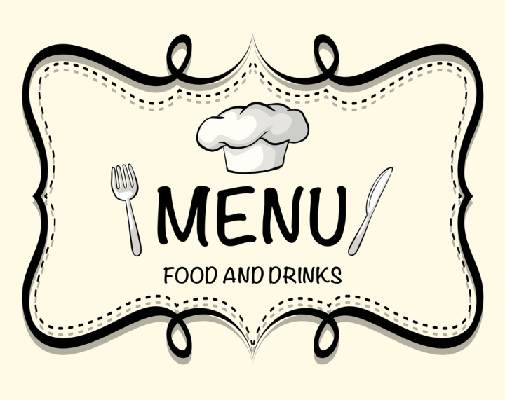 menu,logo,tag,sticker,sign,banner,design,classic,frame,restaurant,culinary,chef hat,fork,knife,utensil,silverware,kitchenware,food,drinks,wording,illustration,graphic,picture,clipart,clip-art,clip,art,background,drawing,image