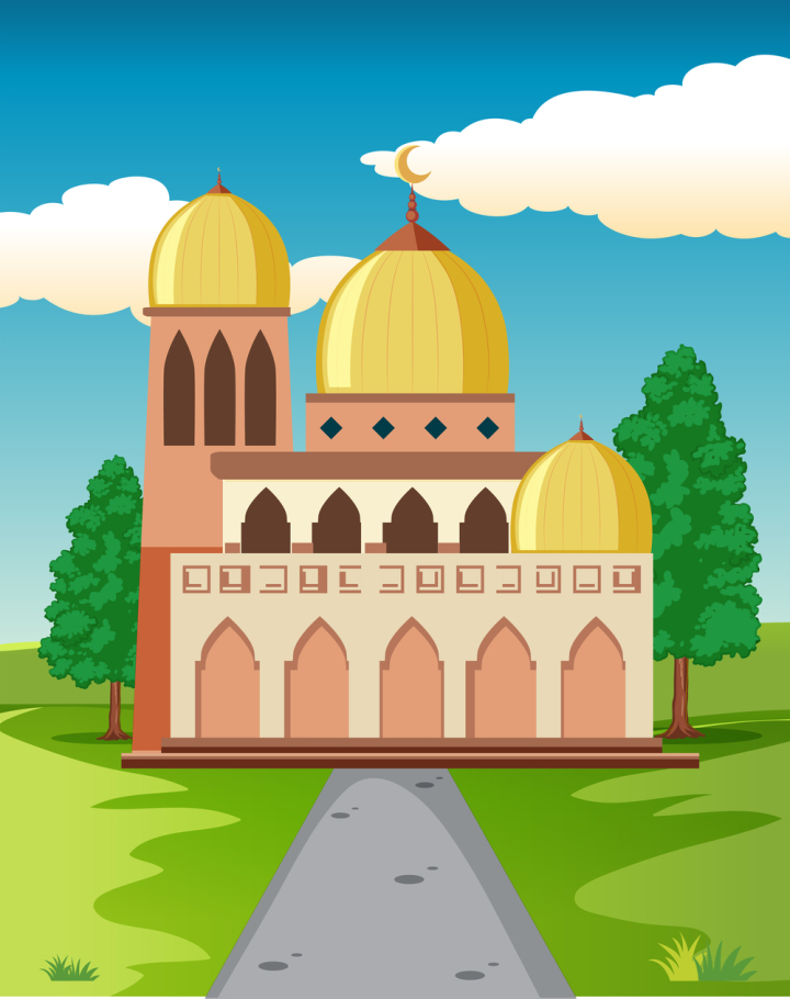 mosque,vector,islam,muslim,islamic,illustration,arabic,religion,background,design,building,culture,celebration,traditional,holy,religious,beautiful,moon,white,landscape,nature,tree,graphic,picture,clipart,clip-art,clip,art,drawing,image