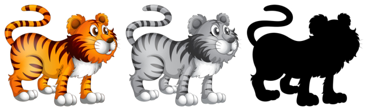 colour,grey,silhouette,set,collection,tiger,character,illustration,vector,animal,cartoon,cute,wild,isolated,wildlife,design,drawing,mammal,art,icon,nature,side,graphic,picture,clipart,clip-art,clip,background,image,creature
