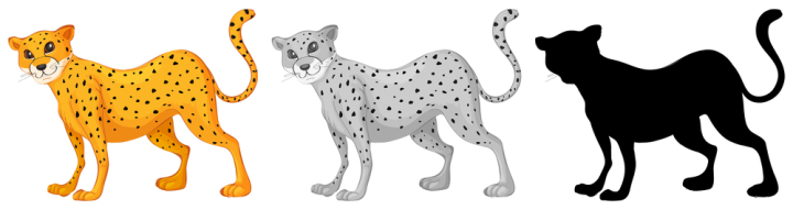 character,illustration,vector,animal,cartoon,cute,wild,isolated,wildlife,color,grey,black,design,nature,art,mammal,collection,comic,silhouette,cheetah,tiger,leopard,graphic,picture,clipart,clip-art,clip,background,drawing,image