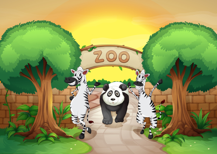 Cute Cartoon Zoo Animals stock vector. Illustration of nature - 83626685