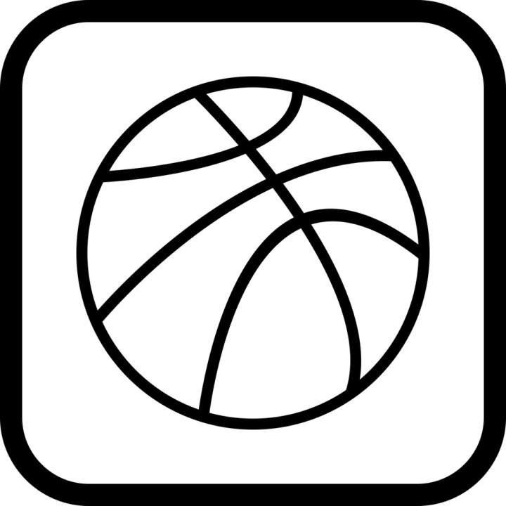 Vector drawing of a basketball ball with a black outline and flat