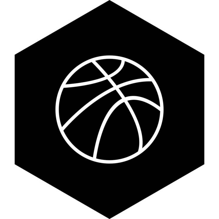 Vector drawing of a basketball ball with a black outline and flat