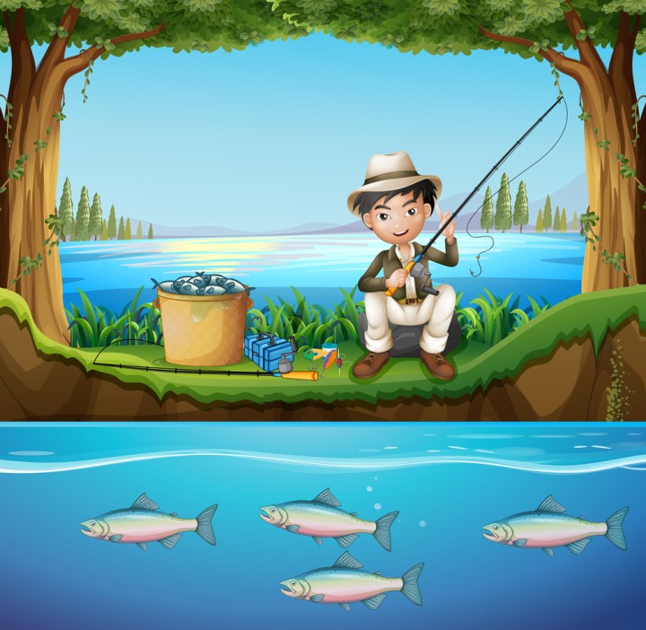 Free: Man fishing in the river 