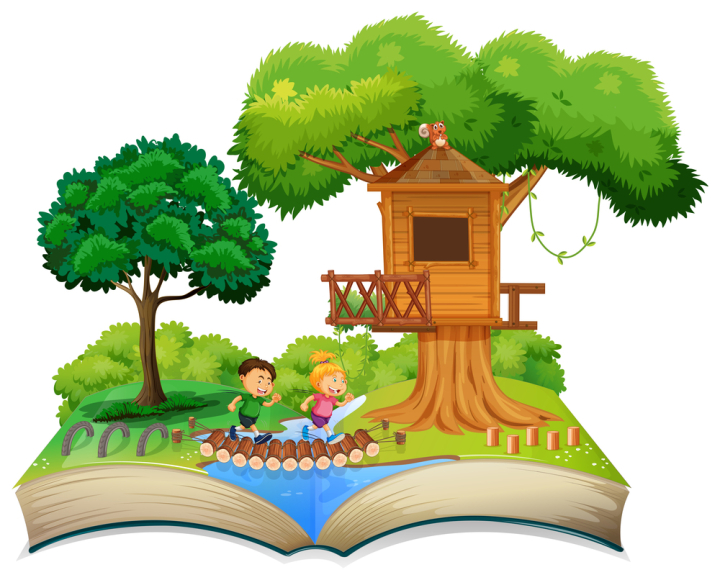 treehouse,wood,wooden,house,home,play,playhouse,river,water. tree,grass,nature,bridge,fun,book,open,vector,illustration,education,design,paper,page,isolated,icon,symbol,textbook,learning,notebook,object,template,graphic