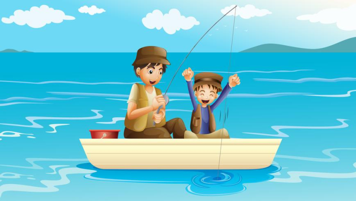 Free: A father and a son fishing 