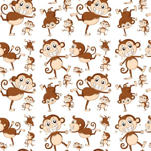 illustration,graphic,drawing,cartoon,picture,clipart,isolated,white,white background,seamless,pattern,repeating,wrapping,paper,wallpaper,monkey,ape,wild,wildlife,wilderness,animals,nature,creature,living,beast,mammals,silly,funny,standing,smile
