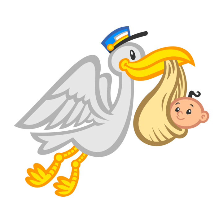 Free: Cartoon Flying Stork Bird Delivering A Baby 