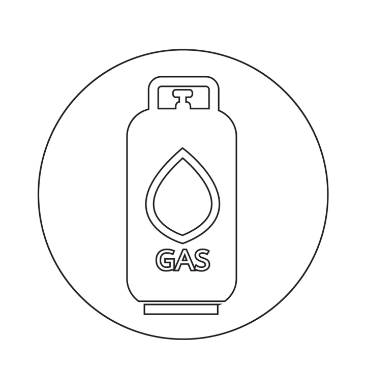 LPG flat design. Flammable gas tank icon. Propane, butane, methane