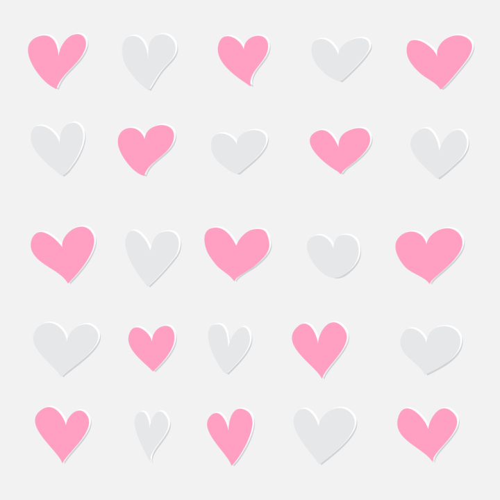 Free: Pink and grey hearts set. Valentine's day hand draw hearts