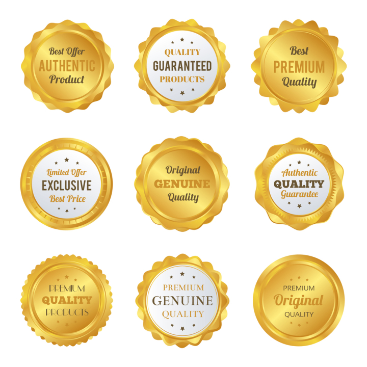 Top rated sticker golden badge high quality sign Vector Image