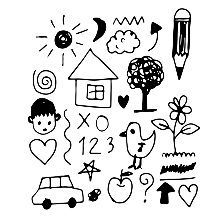 Set Of Hand Drawn Cute Doodles Doodle Children Drawing Stock