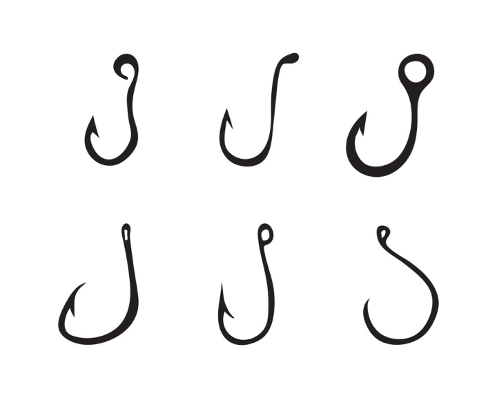 Fish hook as tool for catching set Royalty Free Vector Image