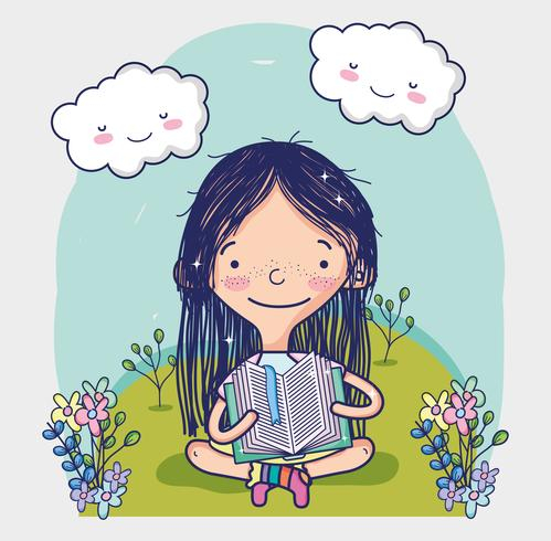 cute,reading,landscape,cloud,sky,mountain,flowers,story,vector,education,illustration,study,character,school,kids,isolated,happy,student,child,artwork,read,activity,teacher,kindergarten,woman,imagination,story time,learning,library,fun