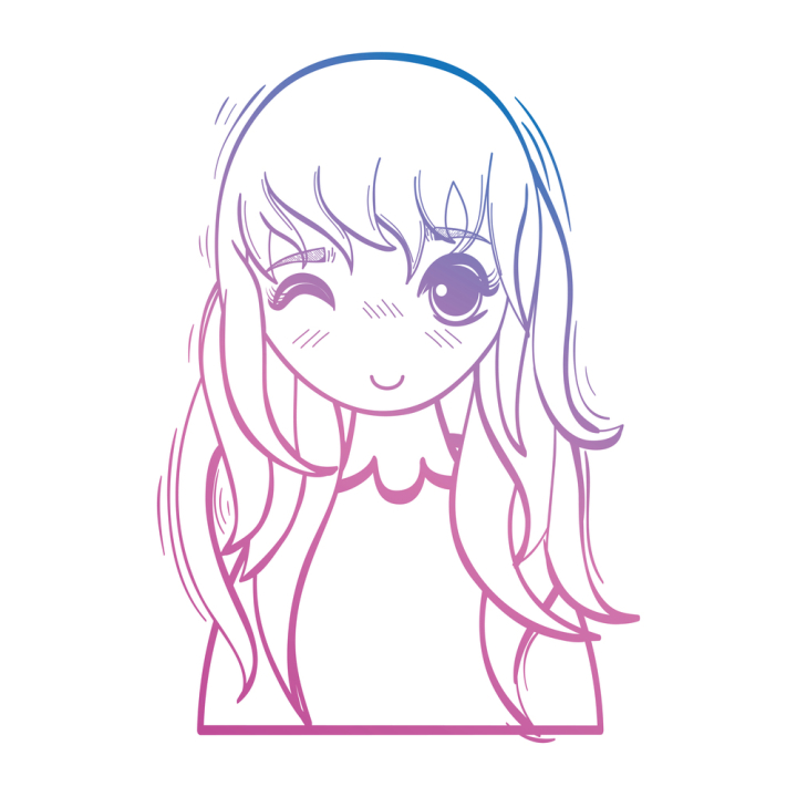 beautiful girl sketch vector line art of cute anime girl Stock Vector