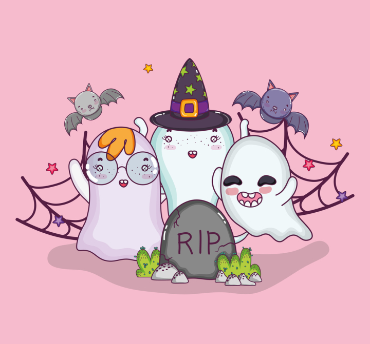 halloween,ghosts,cartoons,bats,celebration,spooky,monster,funny,scary,isolated,art,icon,autumn,symbol,trick,costume,decoration,evil,collection,child,october,element,web,smile,face,creepy,drawing,tombstone,spiderweb,vector