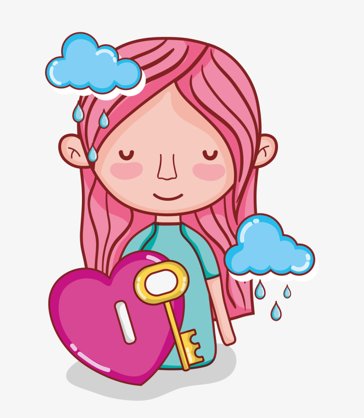 beautiful,girl,love,hearts,cartoons,pink,hair,key,clouds,lovely,vector,illustration,feeling,emotions,card,romantic,rkids,fun,happy,cute,child,childhood,kid,people,little,active,son,junior,infant,playful