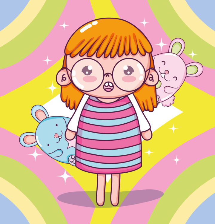 beautiful,girl,hamsters,around,cartoons,female,vector,character,illustration,smile,icon,happy,fun,face,kids,child,childhood,people,little,active,expression,mouth,adorable,facial,emoji,emotion,love,social,anime,symbol