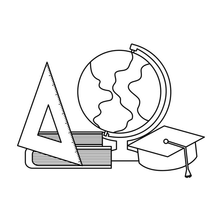 globe,terrestrial,set,supplies,school,hat,graduation,measure,rule,books,traditional,world,cartography,earth,geography,study,map,continent,education,planet,sphere,ocean,design,illustration,vector,global,international,ball,land,symbol