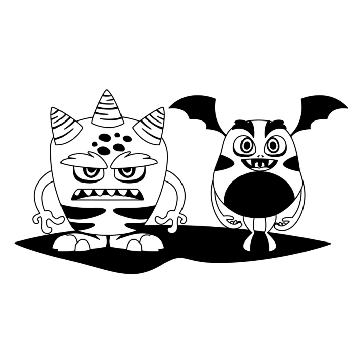 monsters,animals,funny,aliens,couple,wings,horns,horned,fly,flying,monochrome,black,white,friends,friendly,pair,comic,trolls,scary,beasts,furry,little,ugly,mascots,happy,smile,toys,angry,creatures,characters