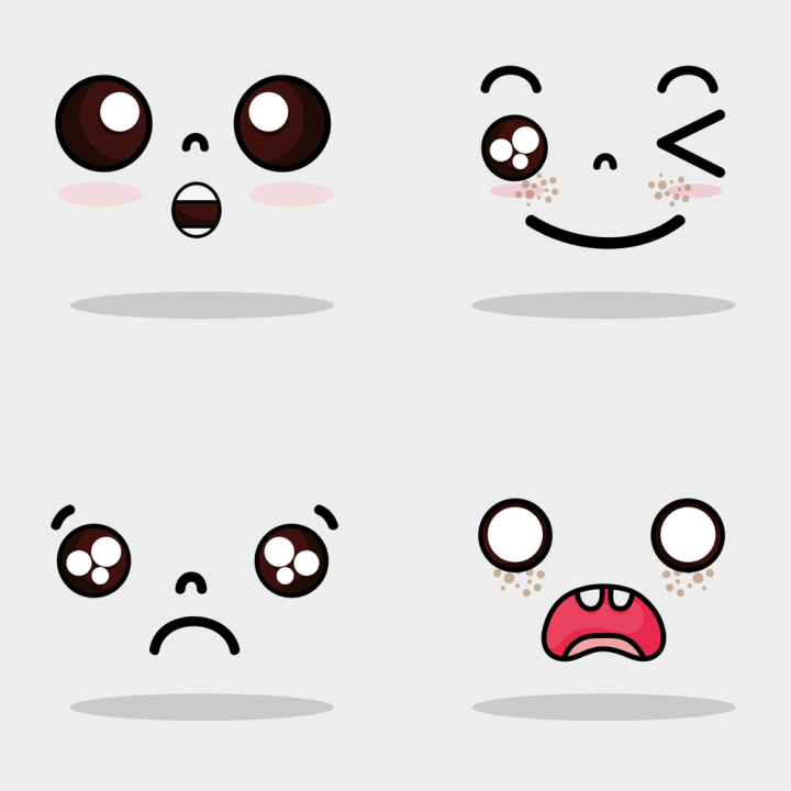 Kawaii cute faces, Kawaii emoticons, adorable characters design