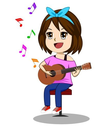 Free: Cute girl playing guitar 