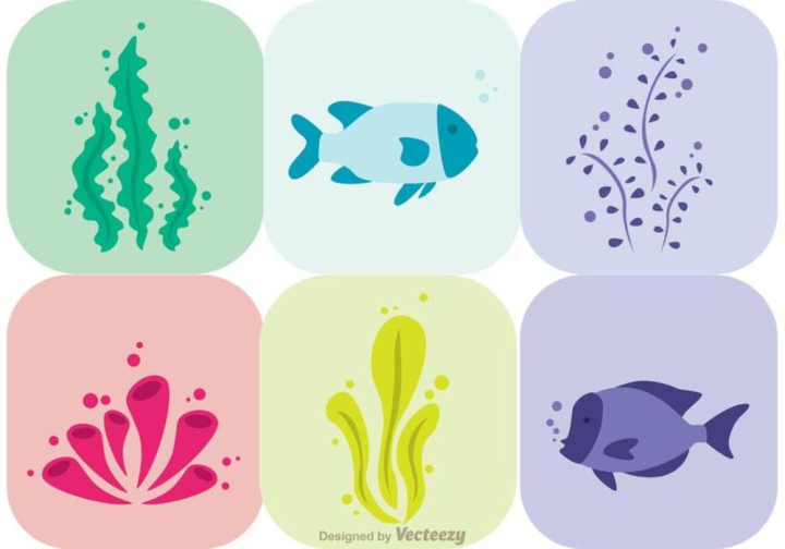 Free: Colorful Coral Reef with Fish Vector Pack 