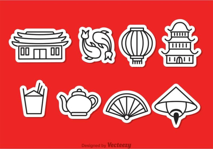 chinese,china,traditional,culture,outline,temple,koi,fish,people,emperor,lampion,fan,box,teapot,chinese temple,chinese lantern,lantern,far east,arts and culture,landmark,asia,asian,red,oriental,celebration,festival,illustration,vector,design,symbol