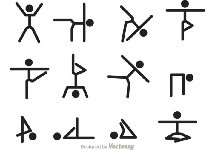 Vector Gymnastics Icons Figure Stick Free: