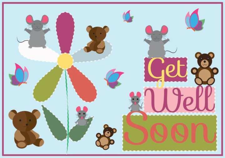 well,soon,card,greeting,health,wellness,text,cartoon,sickness,illness,floral,flower,care,postcard,bear,butterfly,mouse,wishes,get well soon,get well soon cards,background,vector,sign,get well,illustration,banner,vintage,isolated,label,design