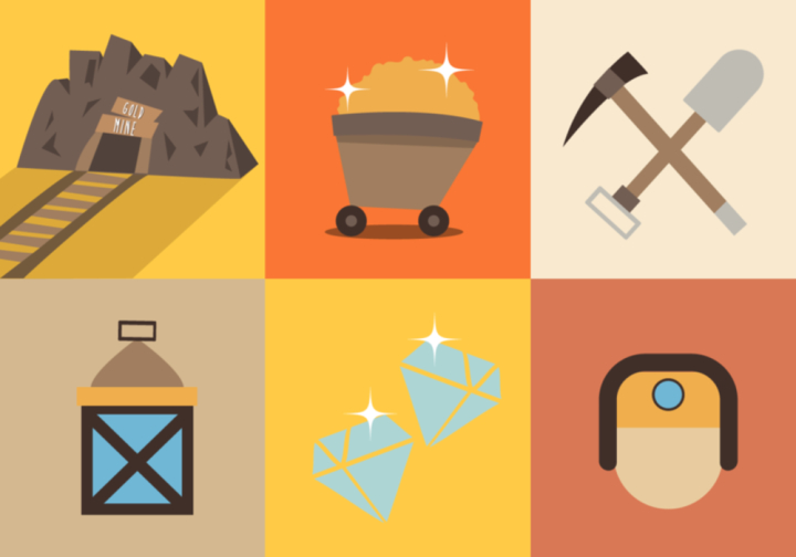mine,gold,dig,metal,precious,rock,ore,mineral,miner,golden,iron,industry,nugget,copper,gold mine,gold mine icon,gold rush,rush,work,west,icon,treasure,vector,tool,hat,industrial,mining,illustration,money,cave