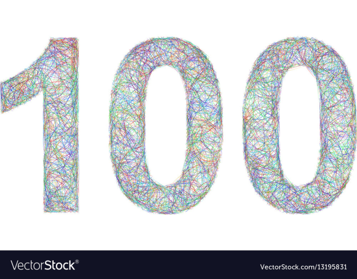 Free Colorful sketch anniversary design number 100 vector image