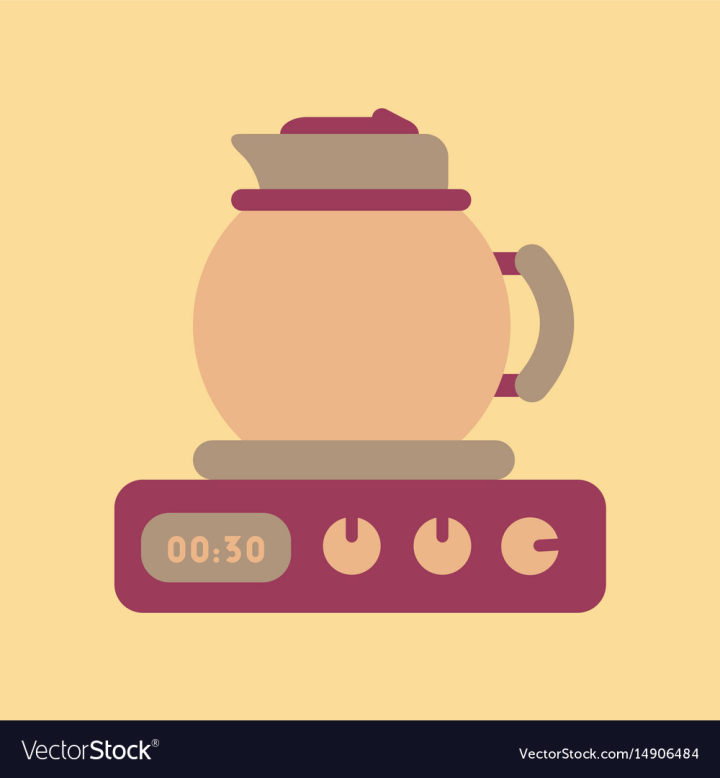 Teapot steam cup with hot water linear icons Vector Image