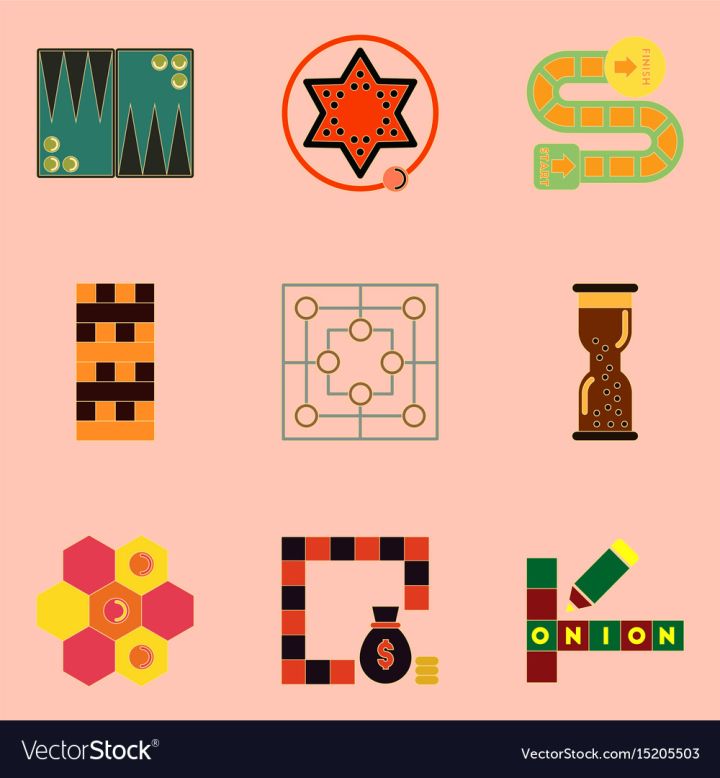 Free Board games icons set table games for kids vector image nohat.cc