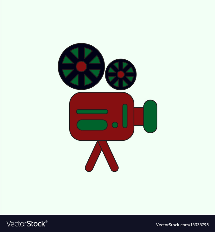 Free: Old movie video camera in flat vector image 