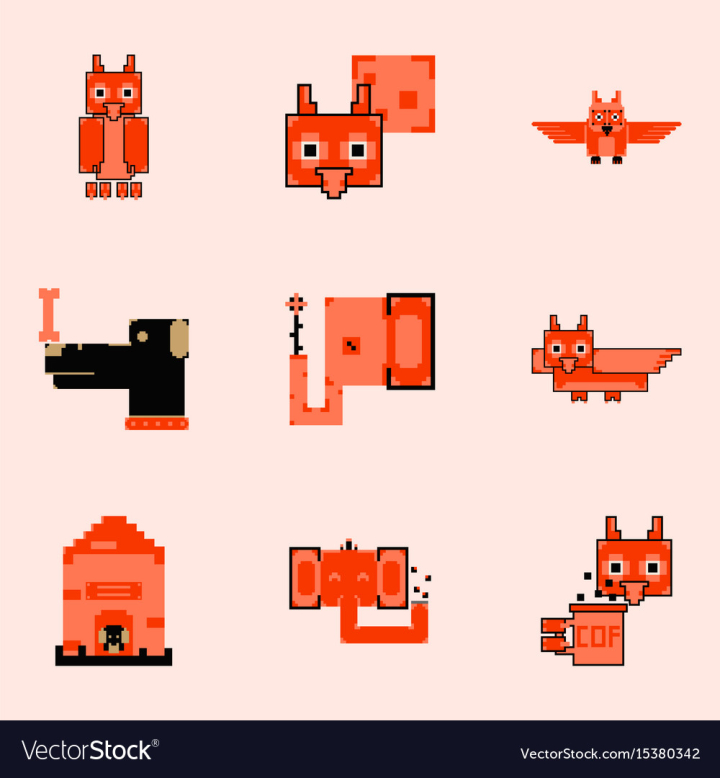 Pixel cat 8 bit. Animals for game assets in vector illustration., Stock  vector