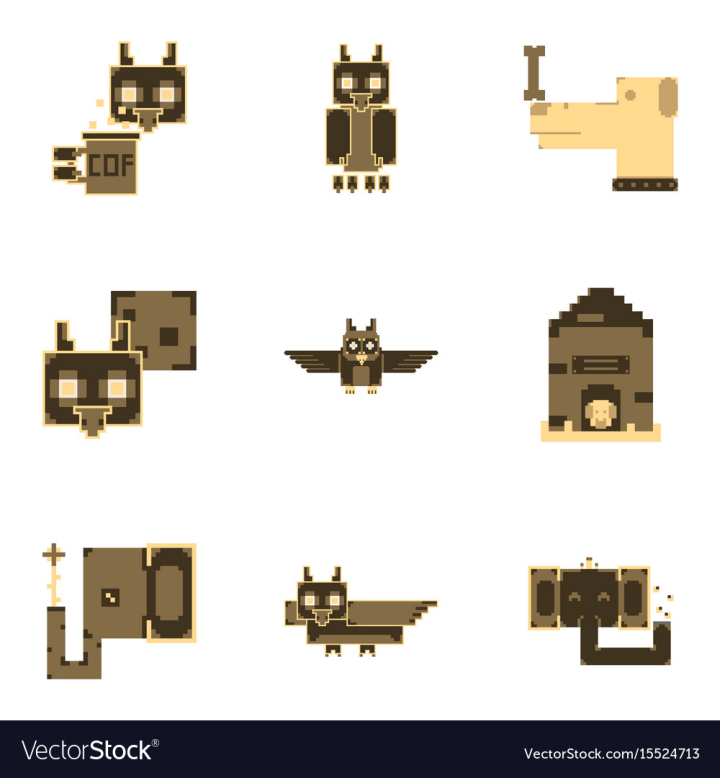 Pixel cat 8 bit. Animals for game assets in vector illustration., Stock  vector