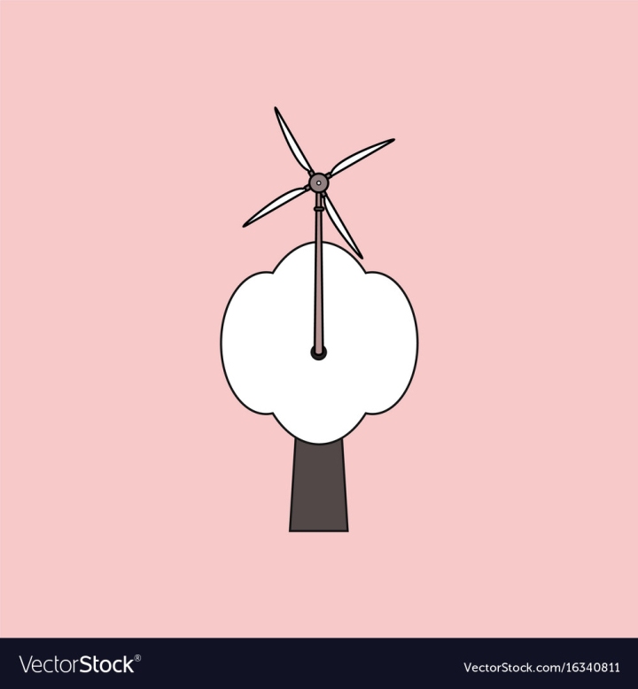 Free: Flat icon design collection wind turbine and tree vector image 