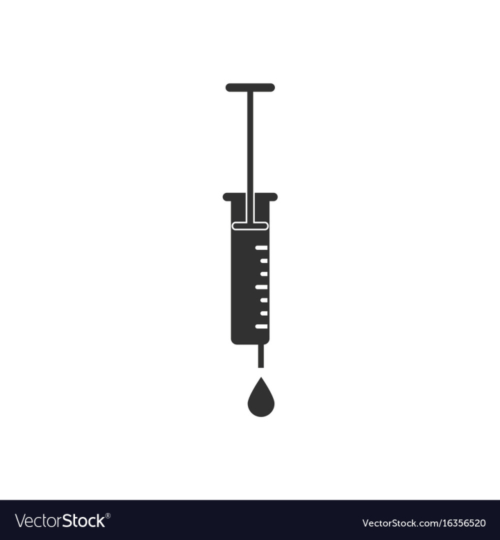 Free: Black icon on white background medical injection vector image 
