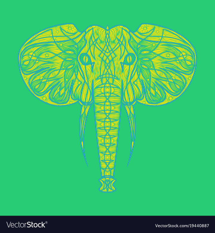 Free: Stylized ethnic boho elephant portrait isolated vector image -  