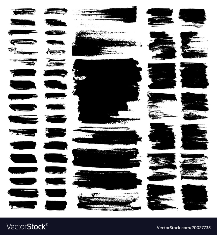Ink Paintbrush Grunge Texture Black Silhouette Set Stock
