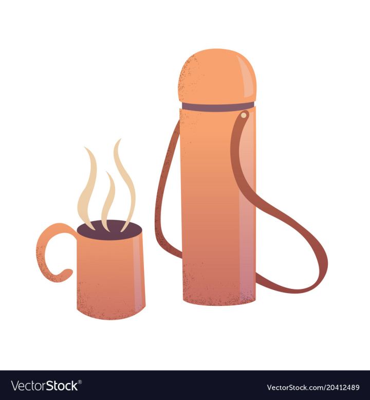 Thermos vacuum flask or bottle with hot Royalty Free Vector