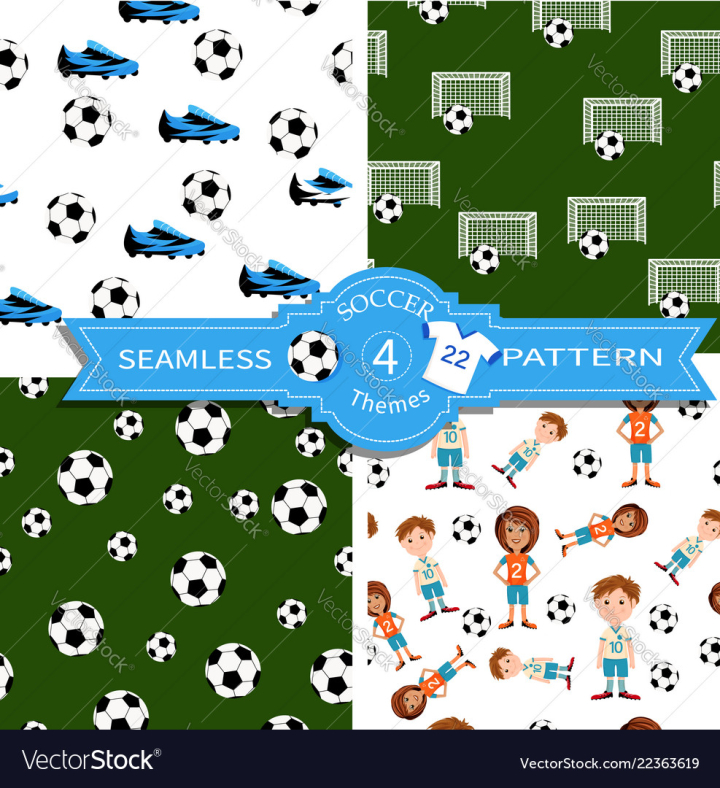 pattern,soccer,seamless,four,boy,girl,kids,ball,shoes,goal